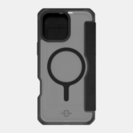 ITSKINS Hybrid Folio Case with MagSafe for iPhone 16 Pro Max (6.9") in Black, featuring a durable recycled leather cover, full-body protection, and MagSafe compatibility.