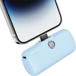 iWalk Linkme Pro Fast Charge 4800mAh pocket-sized power bank in blue, featuring a Type-C port and battery display for fast charging on the go.