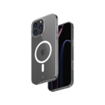 Smartix Premium Magnetic Silicon Case for iPhone 16 Pro in Clear, featuring a transparent design, shockproof protection, and MagSafe compatibility.