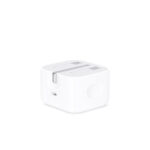 Close-up of the Apple 20W USB-C Power Adapter with its sleek, compact design.