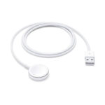 Apple Magnetic Charging Cable 1M connected to an Apple Watch, displaying the charging icon.